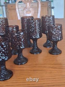 Lenox Hand Blown Crystal Textured Impromptu Brown 17 Piece Stemmed Glass Ware