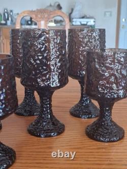 Lenox Hand Blown Crystal Textured Impromptu Brown 17 Piece Stemmed Glass Ware