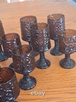 Lenox Hand Blown Crystal Textured Impromptu Brown 17 Piece Stemmed Glass Ware