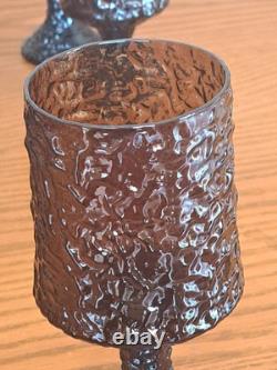 Lenox Hand Blown Crystal Textured Impromptu Brown 17 Piece Stemmed Glass Ware