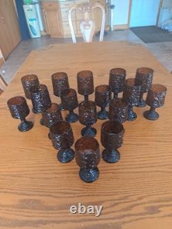 Lenox Hand Blown Crystal Textured Impromptu Brown 17 Piece Stemmed Glass Ware