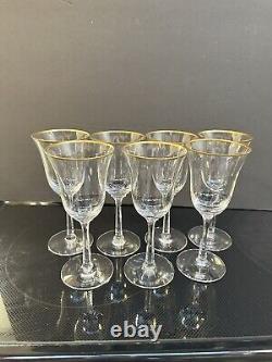 Lenox Hayworth (7) Seven Wine Glasses Gold Rim 6 5/8