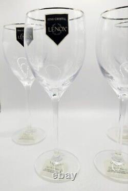 Lenox New In Box Timeless Platinum Crystal Wine Glasses 10 Oz Set of Four