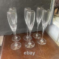 Lenox crystal Champagne Flute glasses set 6 firelight platinum pattern Tall