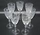 Libbey Rock Sharpe Anniversary Etched Crystal Wine Glasses Set 7 7 3/4 Tall