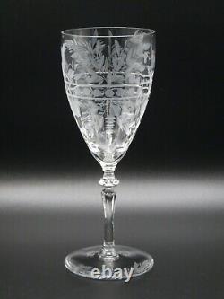 Libbey Rock Sharpe Anniversary Etched Crystal Wine Glasses Set 7 7 3/4 Tall