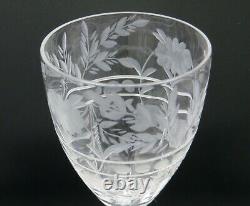 Libbey Rock Sharpe Anniversary Etched Crystal Wine Glasses Set 7 7 3/4 Tall