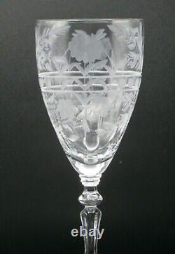 Libbey Rock Sharpe Anniversary Etched Crystal Wine Glasses Set 7 7 3/4 Tall