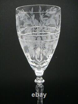 Libbey Rock Sharpe Anniversary Etched Crystal Wine Glasses Set 7 7 3/4 Tall