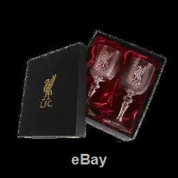 Liverpool FC LFC Pair Crystal Wine Glasses Official