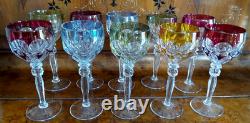 Lot (10) Hofbauer Lead Crystal Multicolor Wine Hocks 8x3x3