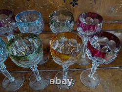 Lot (10) Hofbauer Lead Crystal Multicolor Wine Hocks 8x3x3 Lot (10) Hofbauer Lead Crystal Multicolor Wine Hocks 8x3x3