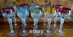 Lot (10) Hofbauer Lead Crystal Multicolor Wine Hocks 8x3x3