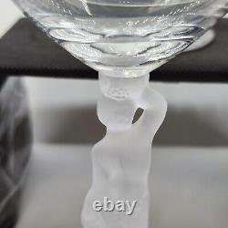Lot 4 BAYEL France Bacchante-Frosted Male Nude Stem 7 1/2 Crystal Wine Glasses