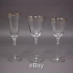 Lot 45 Pieces MIKASA Sonata Gold-Rimmed Wine/Water/Champagne Crystal Glasses