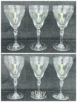 Lot 6 HAWKES Laurel Leaf L-Rock Stem Cut Crystal Water Wine Goblet Glasses 2201