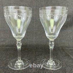 Lot 6 HAWKES Laurel Leaf L-Rock Stem Cut Crystal Water Wine Goblet Glasses 2201