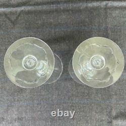 Lot 6 HAWKES Laurel Leaf L-Rock Stem Cut Crystal Water Wine Goblet Glasses 2201