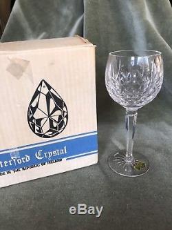 Lot 6 Waterford crystal Lismore hock wine glasses signed stickers original box