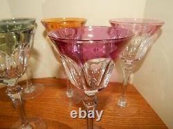 Lot Of 6 RARE Val St. Lambert Osram Wine Glasses Colored Crystal Retired VG Cd