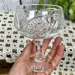 Lot Of 7 Antique Lead Crystal Wine Champagne Glasses Stems Stemware Cut Pressed