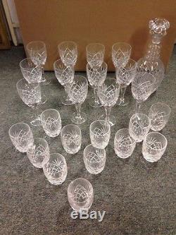 Lot Of Irish Galway Crystal Wine Glass Glasses Decanter Tumbler