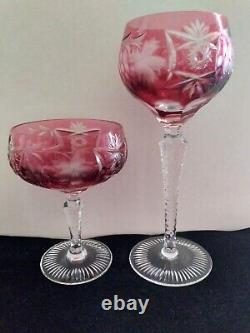 Lot of 2 Nachtman Traube Champagne Coupe Hock Wine Glasses Cranberry