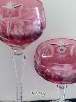 Lot of 2 Nachtman Traube Champagne Coupe Hock Wine Glasses Cranberry