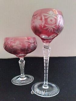 Lot of 2 Nachtman Traube Champagne Coupe Hock Wine Glasses Cranberry