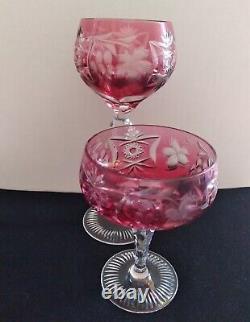 Lot of 2 Nachtman Traube Champagne Coupe Hock Wine Glasses Cranberry