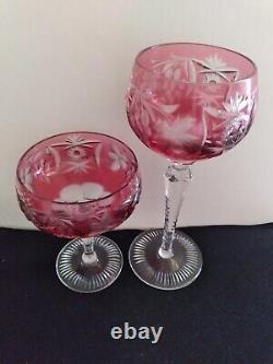 Lot of 2 Nachtman Traube Champagne Coupe Hock Wine Glasses Cranberry