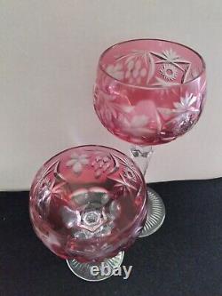 Lot of 2 Nachtman Traube Champagne Coupe Hock Wine Glasses Cranberry