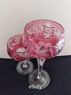 Lot of 2 Nachtman Traube Champagne Coupe Hock Wine Glasses Cranberry