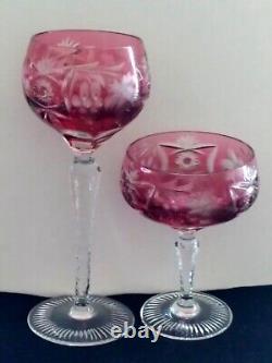 Lot of 2 Nachtman Traube Champagne Coupe Hock Wine Glasses Cranberry