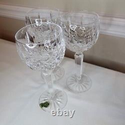 Lot of 3 Waterford Crystal Lismore Balloon Hock Wine Glasses 7 1/2 tall