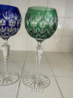 Lot of (4) AJKA Crystal Florderis WINE GLASSES GOBLETS. EUC. Vintage