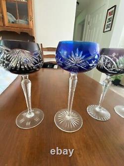 Lot of (4) LAUSITZER CRYSTAL Wine Goblets. Cut to Clear Mixed Color. Vintage