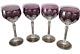 Lot of 4 bohemian style amythest crystal vintage wine glasses-Gorgeous