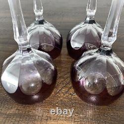 Lot of 4 bohemian style amythest crystal vintage wine glasses-Gorgeous