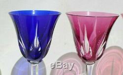 Lot of 5 St Louis France Crystal (Red PINK Green BLUE Yellow) Wine Glass 7 3/4