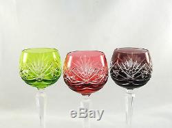Lot of 6 Nachtmann Crystal Multi Color Cut to Clear Wine Glasses Mint