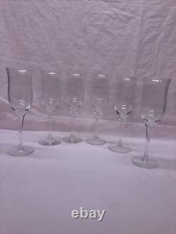 Lot of 6 Orrefors Sweden Crystal HARMONY Wine Glasses STRAIGHT OPTIC