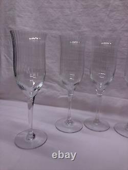 Lot of 6 Orrefors Sweden Crystal HARMONY Wine Glasses STRAIGHT OPTIC