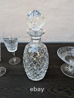 Lot of 6 Waterford Crystal Lismore Stemmed Wine Glasses & Decanter & Nut Dish