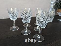 Lot of 6 Waterford Crystal Lismore Stemmed Wine Glasses & Decanter & Nut Dish