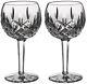 Lovely Pair Irish Waterford Crystal Lismore Balloon Hock Wine Goblets 7 1/2