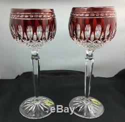 Lovely Pair of Waterford Crystal Clarendon Ruby Hock Wine Glasses SU142