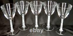 MCM Barware Lalique Phalsbourg Clear Bourgogne Wine Glass Set Of 5 1950s Rare