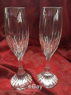 MIB FLAWLESS Exquisite BACCARAT France Two MASSENA Crystal CHAMPAGNE FLUTES WINE