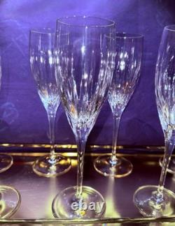 MILLER ROGASKA SOHO SIGNED SET FOR 8 Wine Champagne 9 Flute Hand Blown Crystal